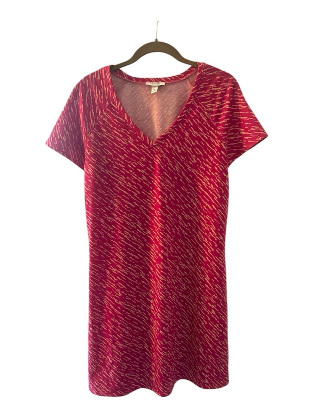 Nine West Red Short Sleeve V-Neck Shift Dress